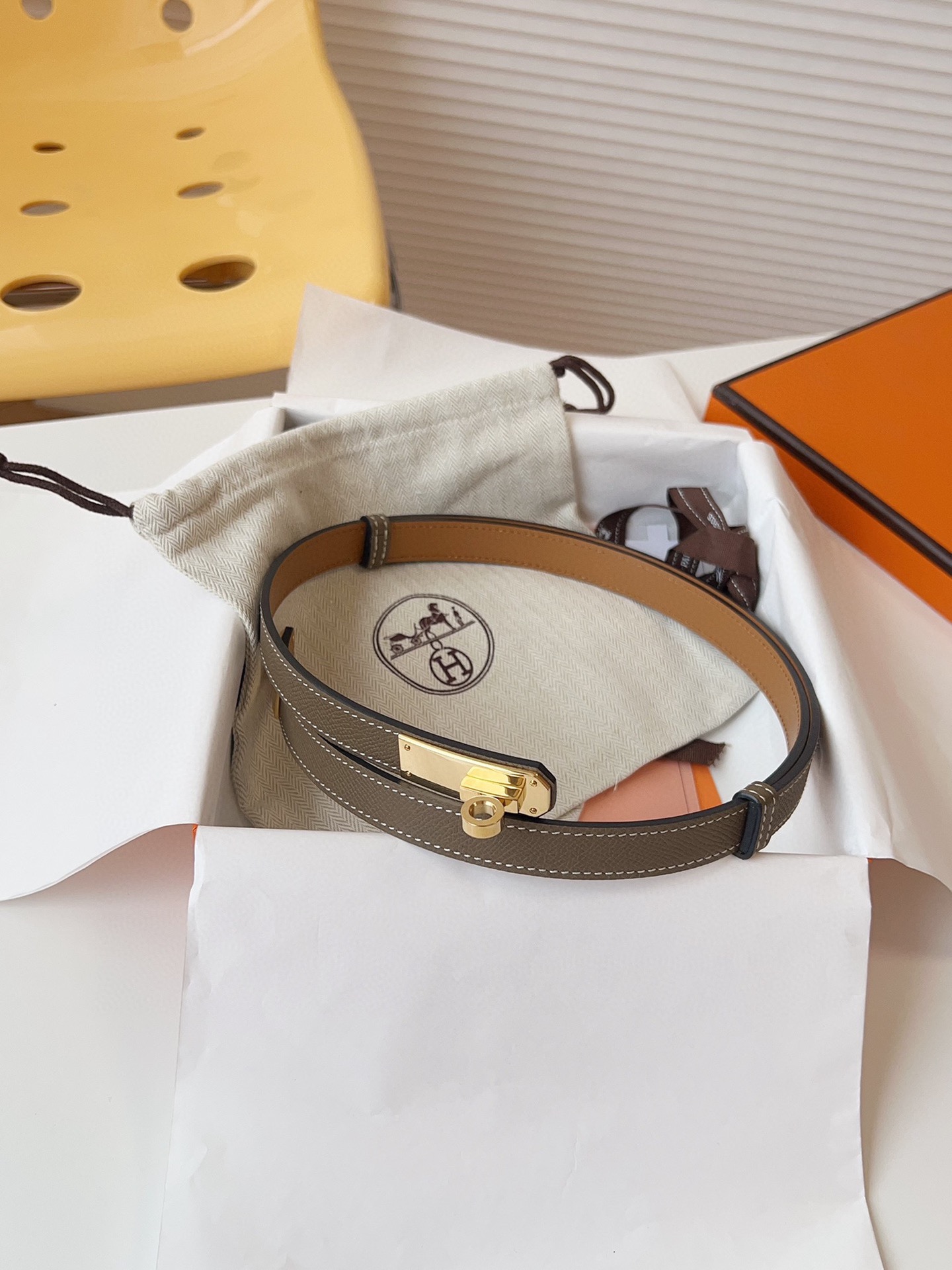 HERMÈS 슬림 레더 벨트