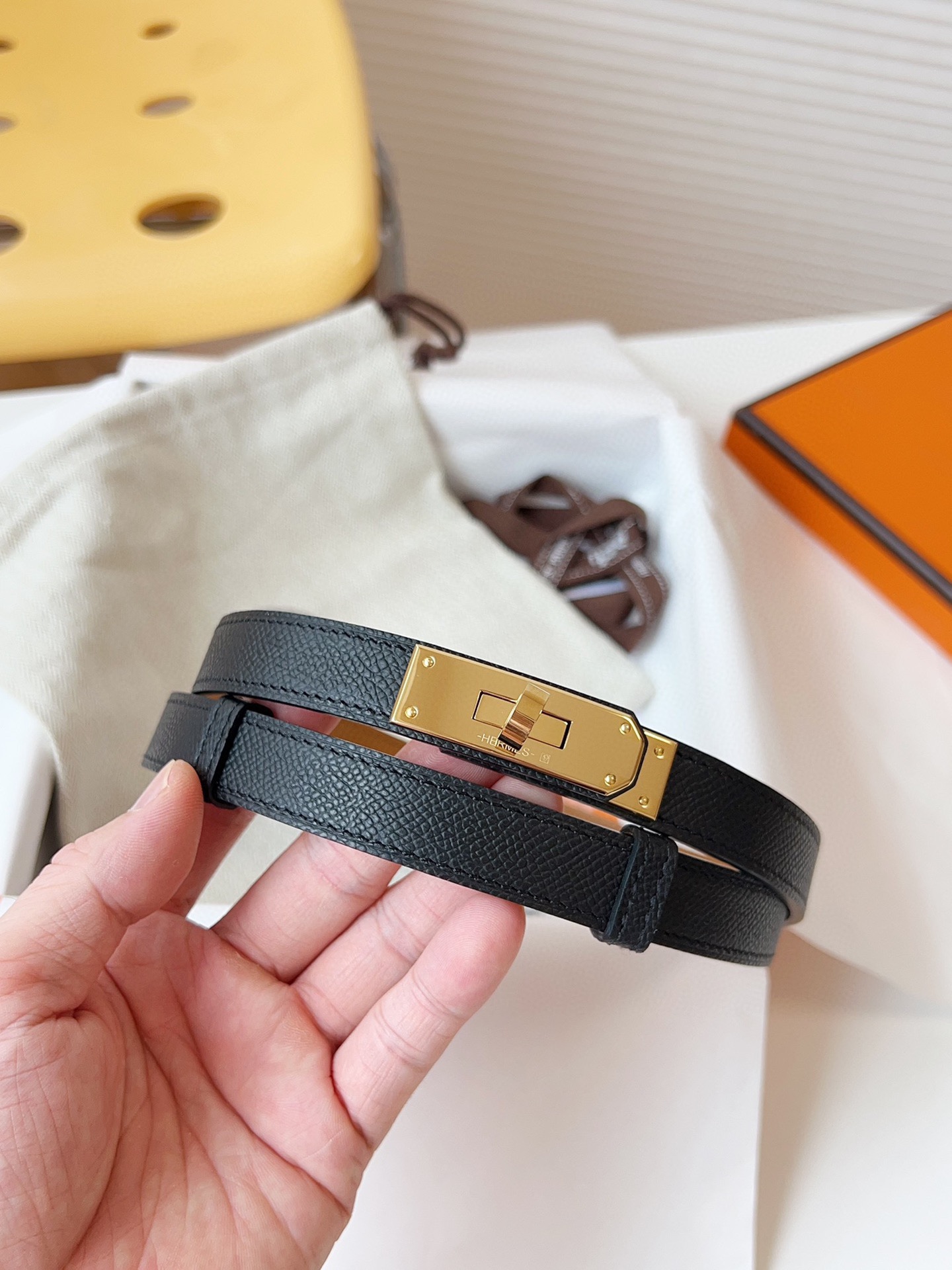 HERMÈS 슬림 레더 벨트