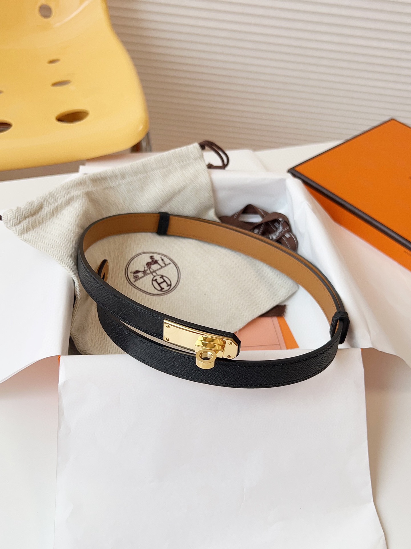HERMÈS 슬림 레더 벨트